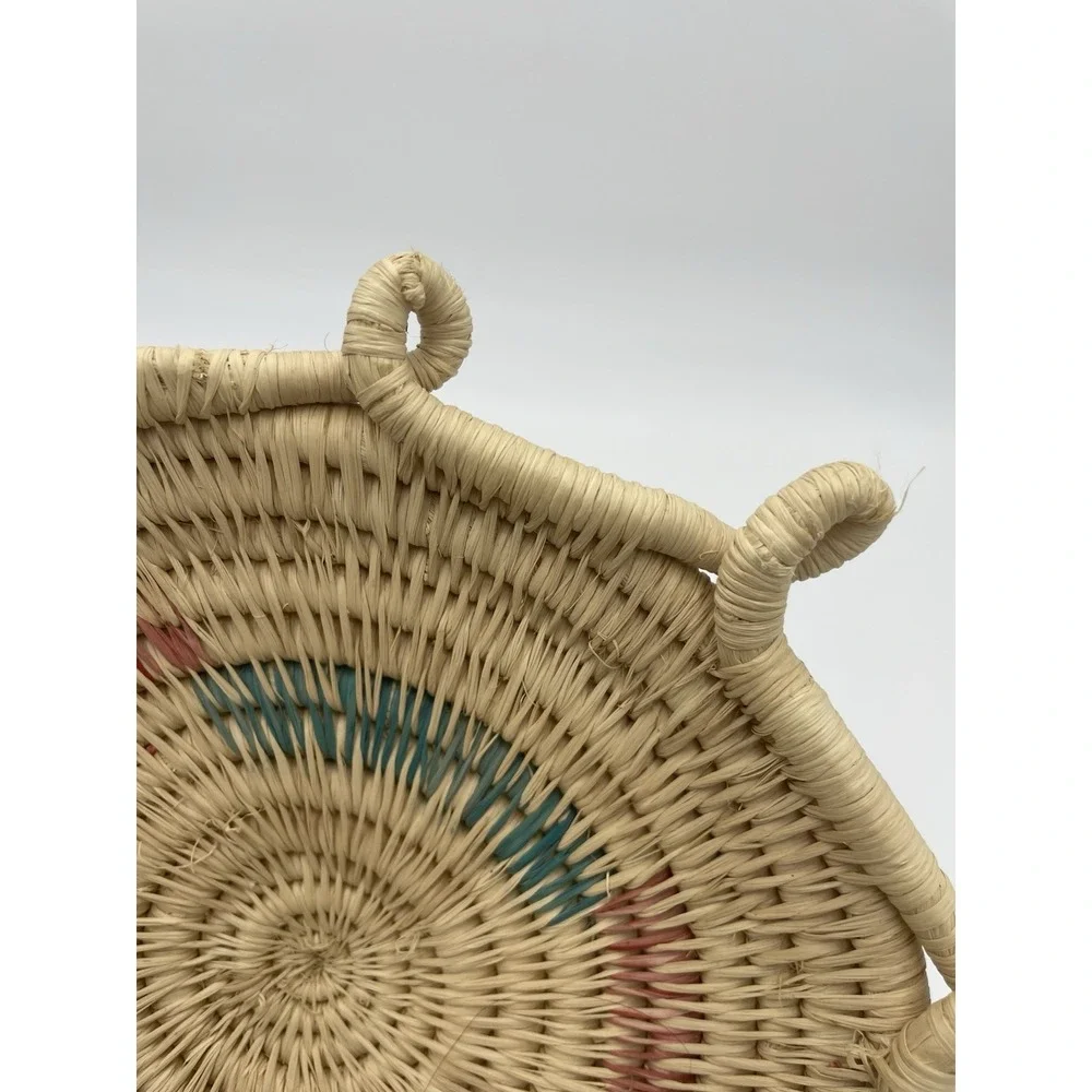Vintage Handwoven Coiled Basket Twisted Loop Rim‎ 10
